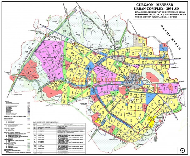 gurgaon master plan 2031 map color